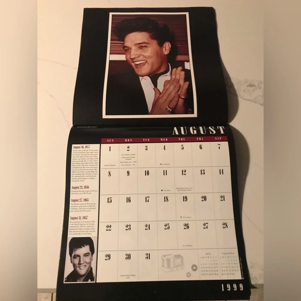 Vintage Elvis 1999 Calendar
